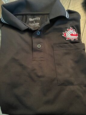Men's Black Umpire Shirt with Embroidered Crest